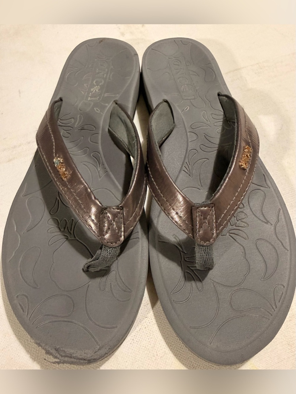 Oncai Yoga Women's Brown and Gray Thong Sandals with Supportive Footbed
